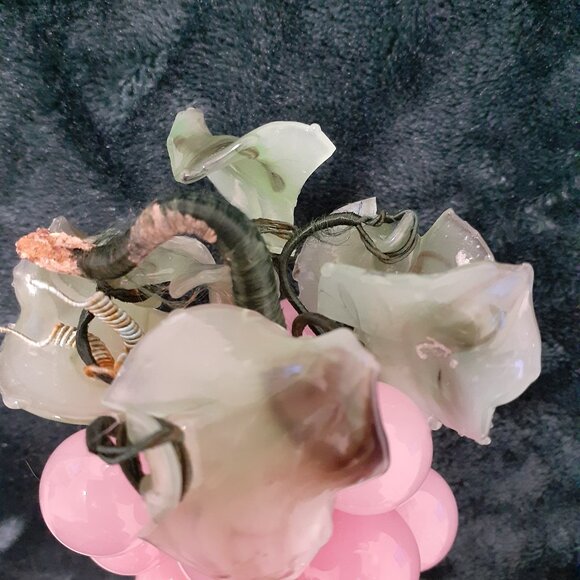 VINTAGE SALADO TEXAS WINERY PINK GLASS GRAPES GORGEOUS HEAVY GRAPES - Picture 6 of 17